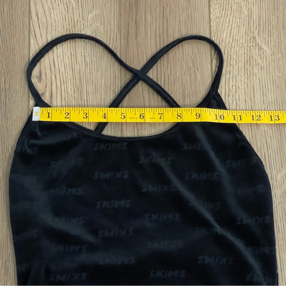 SKIMS Logo Velour Slip Dress Black - Picture 11 of 12